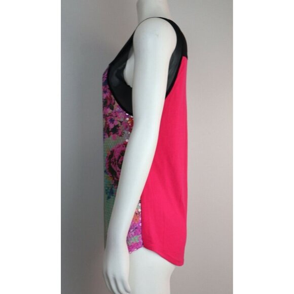 FLORAL PRINT SEQUINS TANK TOP - PRETTY REBELLIOUS - SIZE M - NEW WITH TAGS - Picture 4 of 6